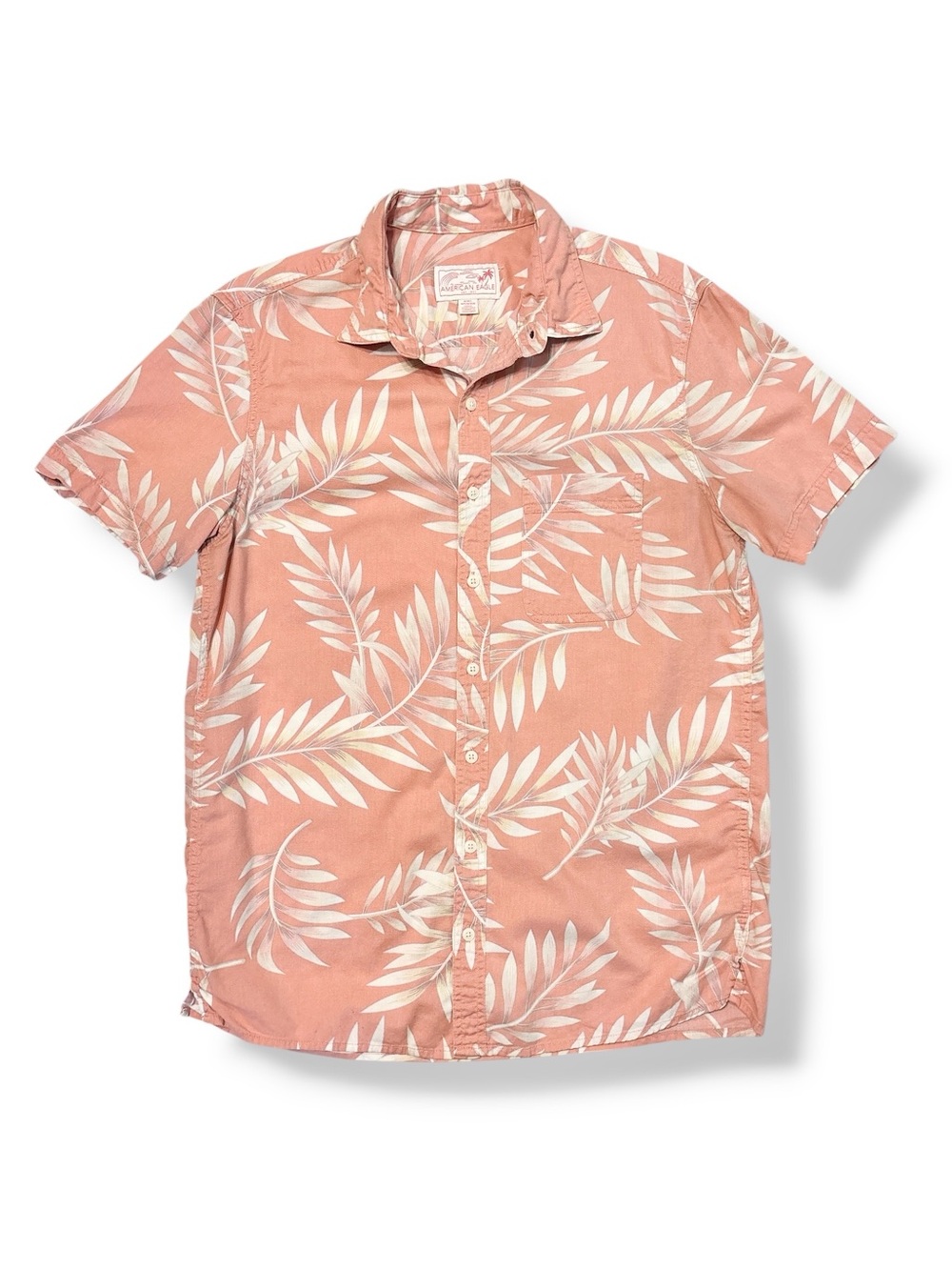 AMERICAN EAGLE OUTFITTERS Orange Floral Tropical Button-Up Resort Shirt